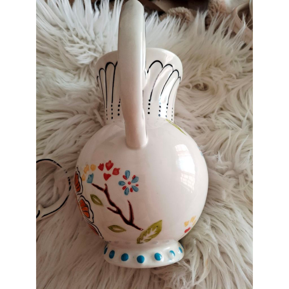 Anthropologie Dutch Wax coastline imports hand-painted Floral Teapot & Pitcher - Picture 6 of 8